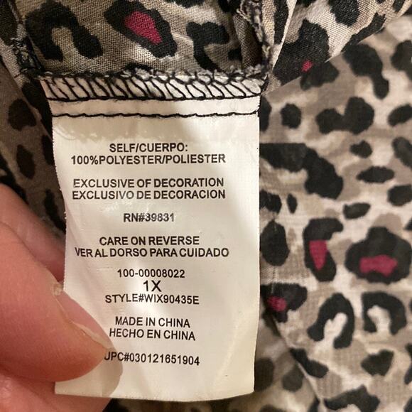 Democracy Women’s Animal Print & Lace Tunic Top EUC Sz 1X Flow Hippie Polyester - Picture 7 of 12